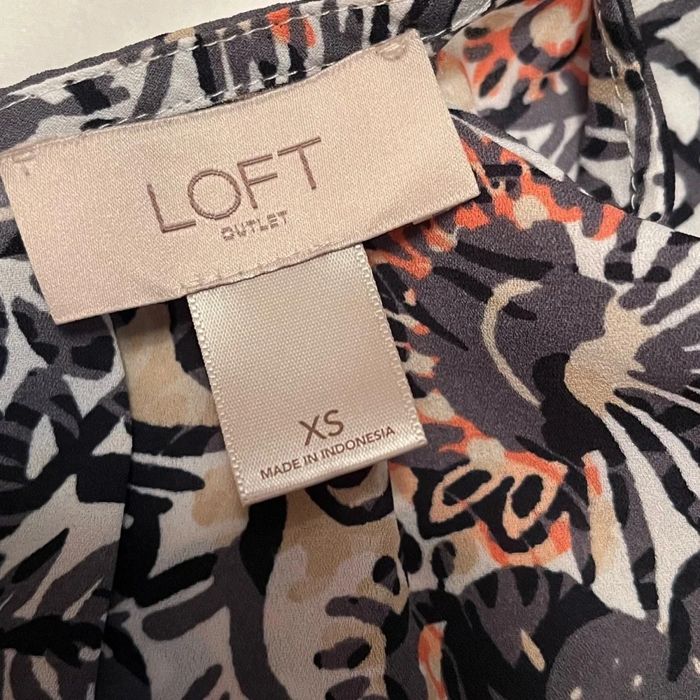 Loft/women’s blouse, size XS, black, gray, orange and beige colors - Picture 2 of 5